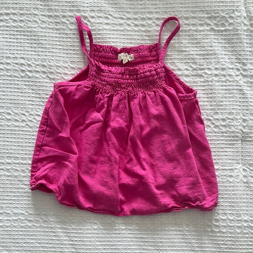 Copper Key Pink Tank Top with Ruffled Neckline